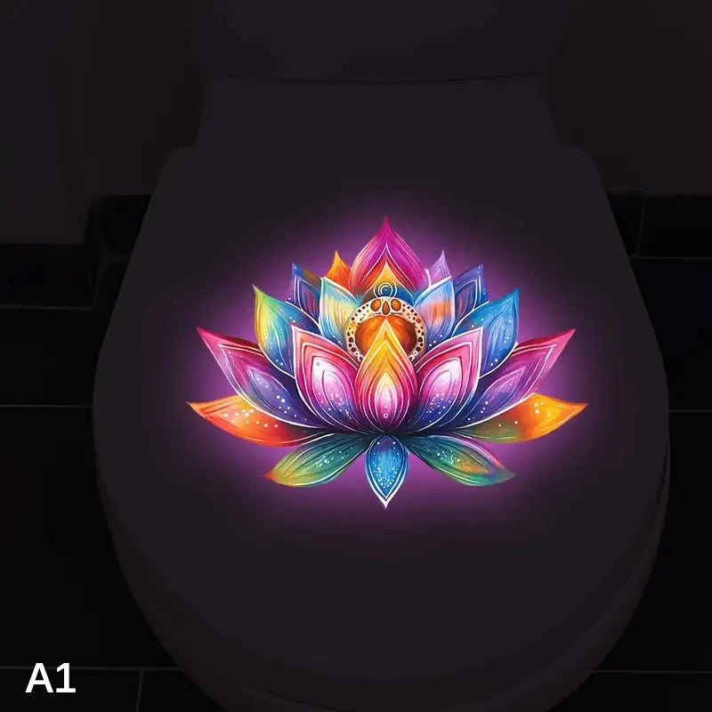 autocollants muraux fleurs lotus dahlias multicolores moderne adhésifs salle bains nocturne brillants uv