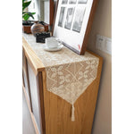 serviette table boho chic motif floral dentelle fine beige clair tassel maison fête decoration