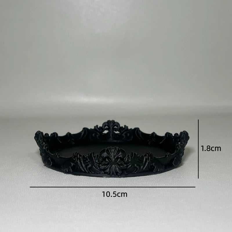 plateau bijoux floral sculpté noir or vintage gothique décoration chambre coiffeuse organisateur textile tissu