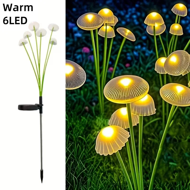lumière solaire champignon multicolore semi transparent moderne patio jardin led piquet fixéextérieur ambiance