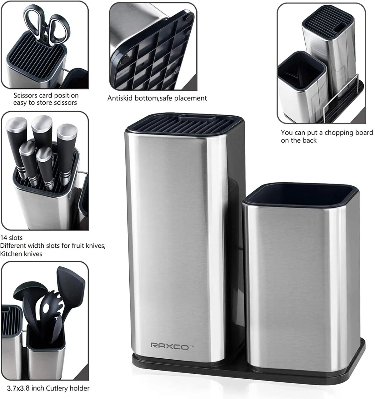 rangement cuisine moderne couteaux ustensiles support vertical spatules écumoire fourchette transparent argENTA Brillant lignes