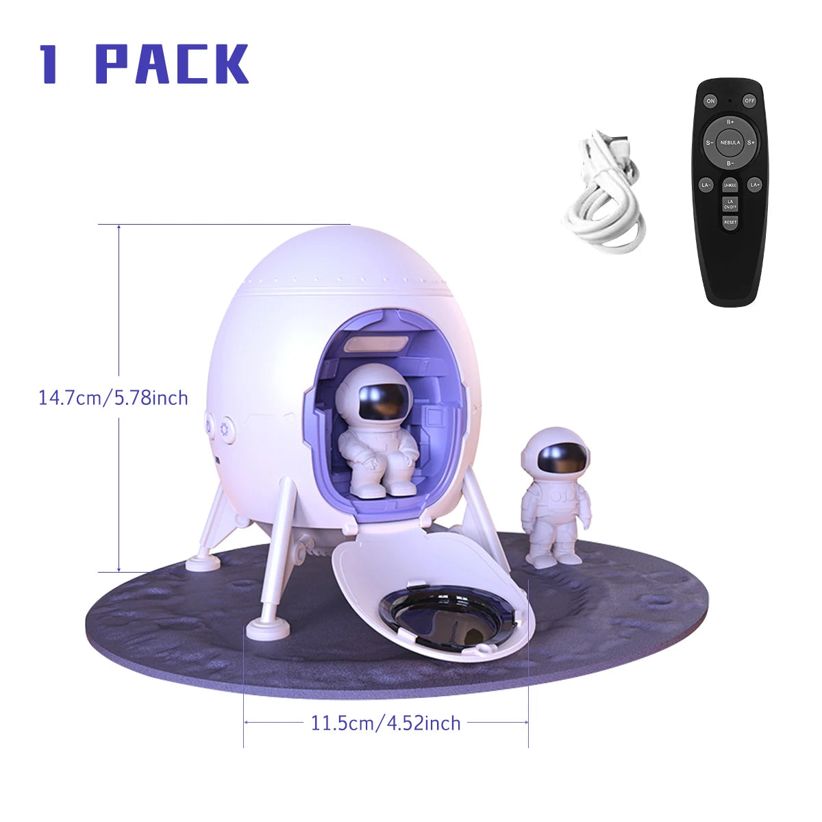 veilleuse atmosphère rétrofuturiste miniature fusée spatiale figurine astronaute tapis télécommande led blanc chambre