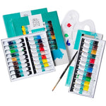 peintures huile couleurs palette pinceaux bleu vert rouge noir blanc jaune orange marron classique