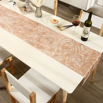 table chevet moderne chemin table motifs végétaux feuilles or blanc semi transparent