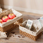 paniers rangement tissu imprimé floral dentelle rustique beige marron clair réutilisable stockage maison jouets