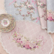set table shabby chic rose motif floral dentelle bordures pièces vintage romantique