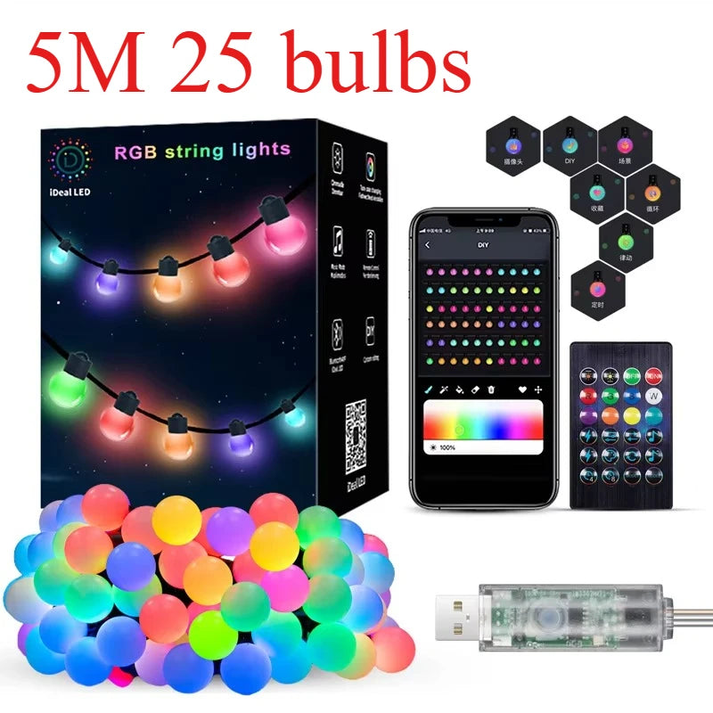 guirlande led multicolore decoration noel 10m 5m telecommande application smartphone