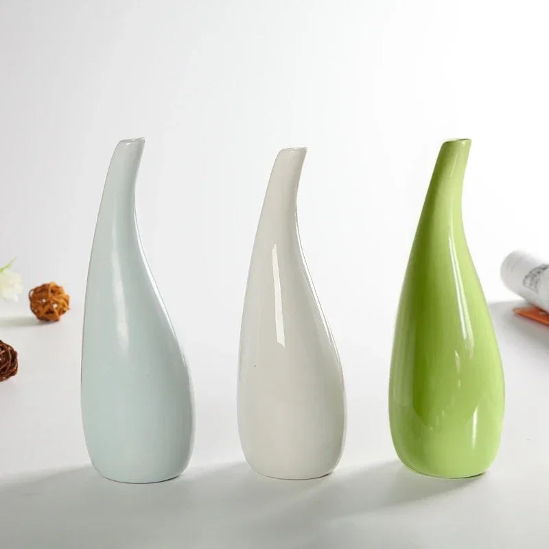 vase céramique moderne vert clair blanc bleu clair uni opacité table decoration