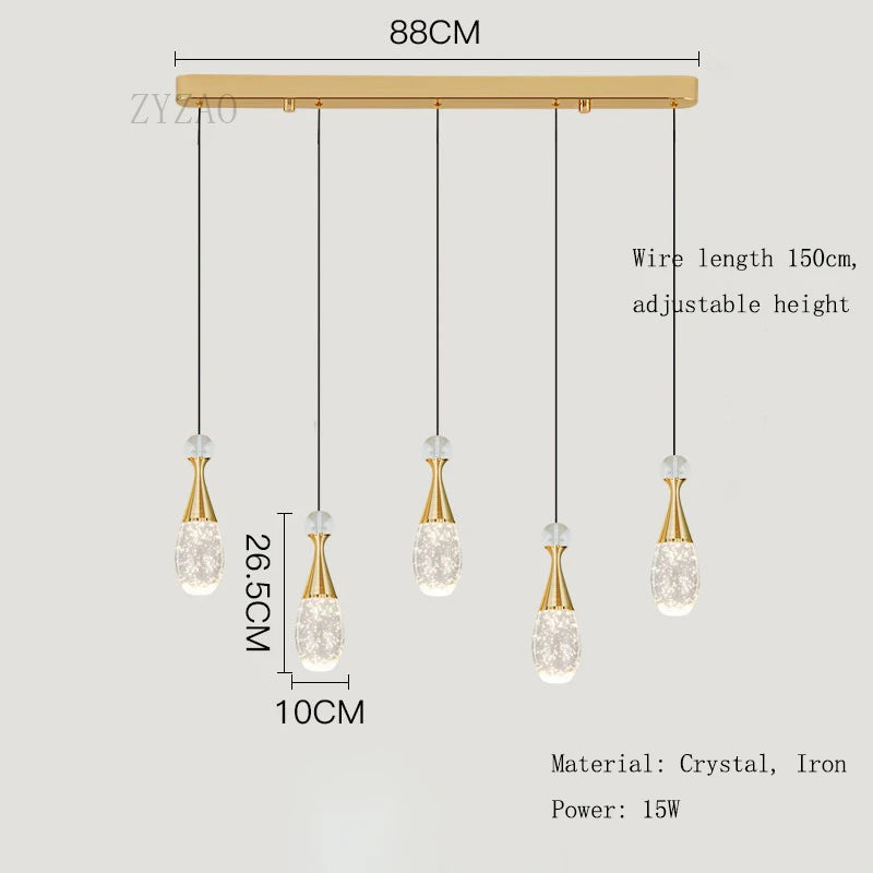 suspension lumineuse moderne cristal doré bubbles led chambre salon étincelante contemporain éclairageintérieur