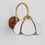 Lampe murale art nouveau or blanc bleu clair motif floral translucide chambre salon cuisine