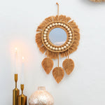 miroirs decoratifs bohemes tressés frangés salon chambre deco murale feuilles ethnique