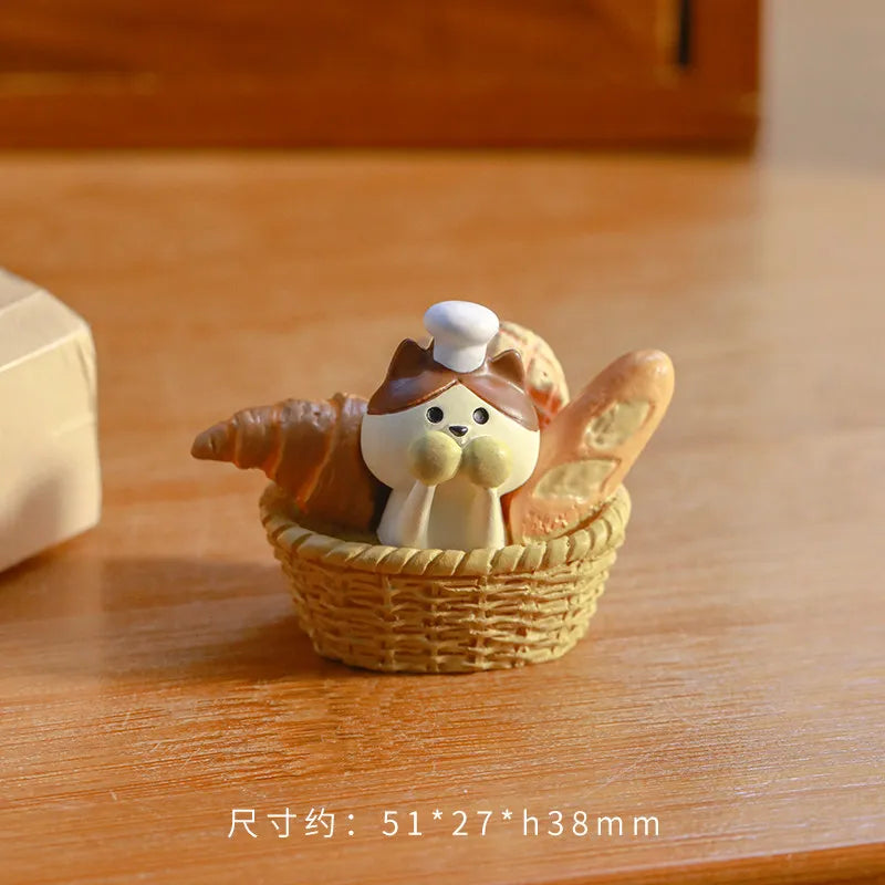 figurines chats bakery open pains chocolat chaud résine japonais détails fins animaux compagnie