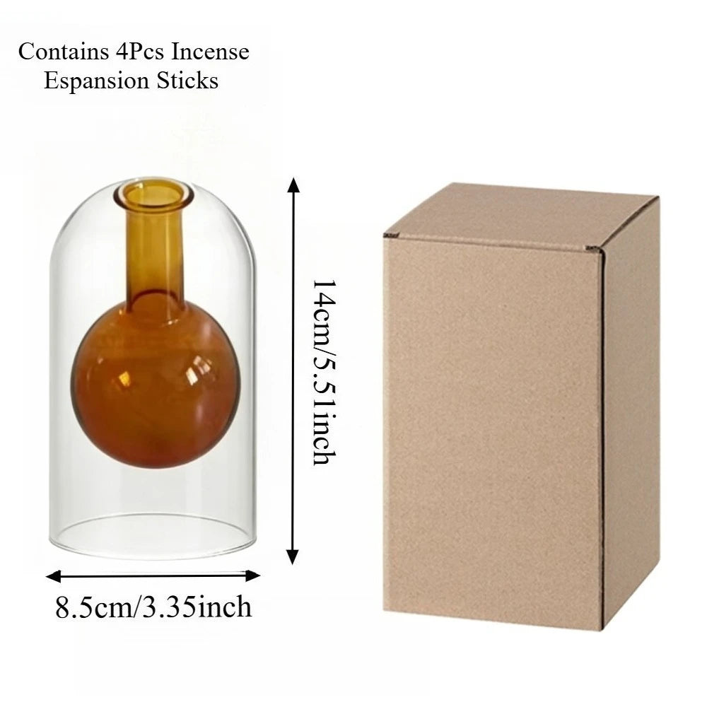 diffuseur huiles essentielles verre transparent moderne bâtonnets parfum inclusion liquide