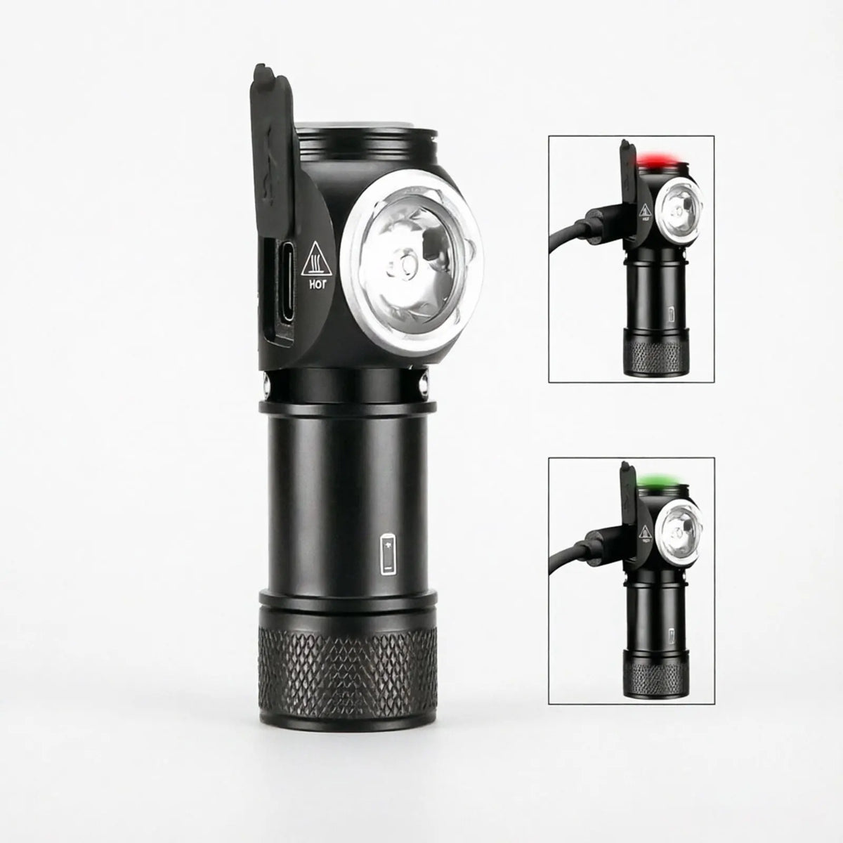 lampe torche led noire texturée moderne clip modes éclairage rechargeable camping pêcheextérieur