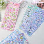 stickers pop seal oiseaux floraux nuages kawaii brillants adhésifs décoratifs enfants rose vert bleu