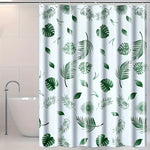 rideau douche moderne feuilles tropicales blanc vert opaque ourlet standard polyester 120x180cm 150x180cm