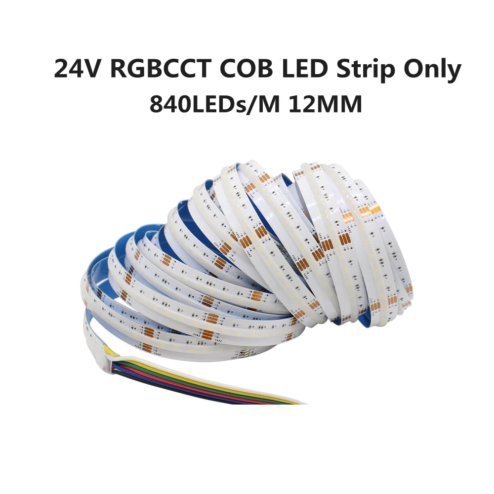 ruban led coB blanc multicolore moderne 24v 840leds câbles non isolés double sided tape