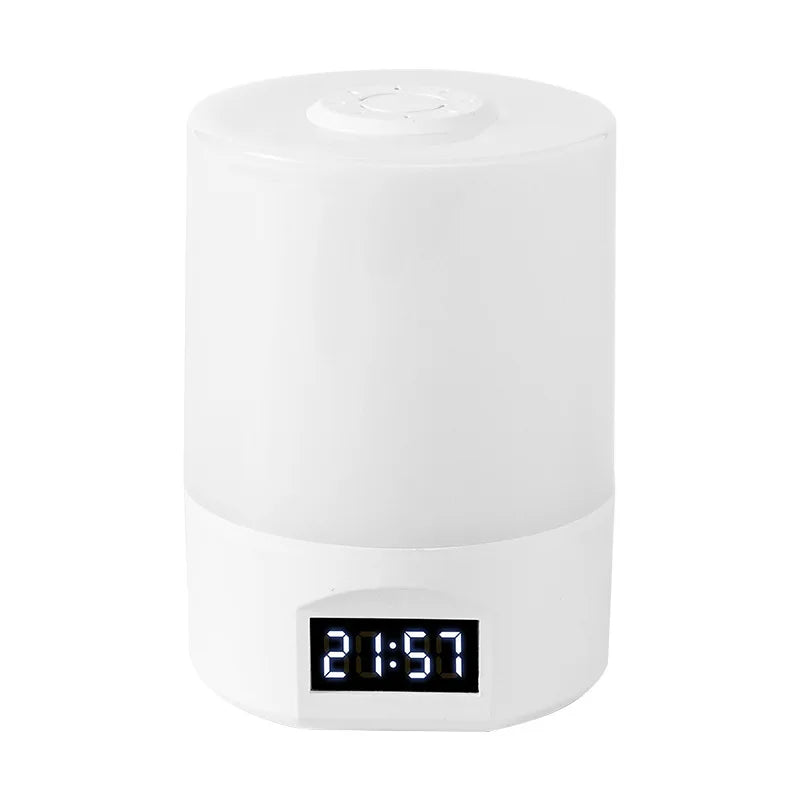 lampe table rechargeable blanc moderne affichage heure bouton tactile trois modes luminosité