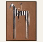 tableau cheval abstrait moderne cadre doré toile décorative salon chambre mur blanc noir