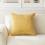 housse coussin velours côtelé rayée beige décorative canapé salon lit moderne doux