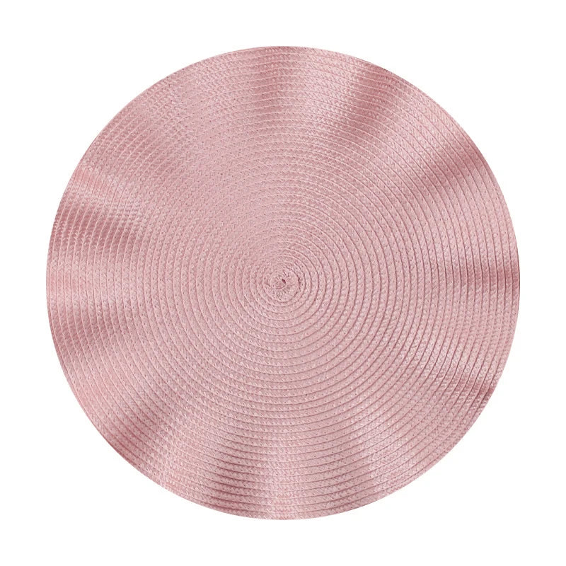 placemats ronds tissu rayures concentriques moderne rose doré rouge gris beige orange festive