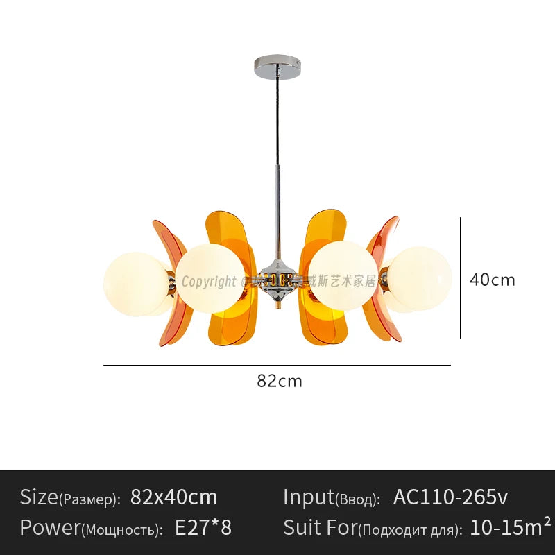 suspension lumineuse moderne disques géométriques blanc marron orange doré