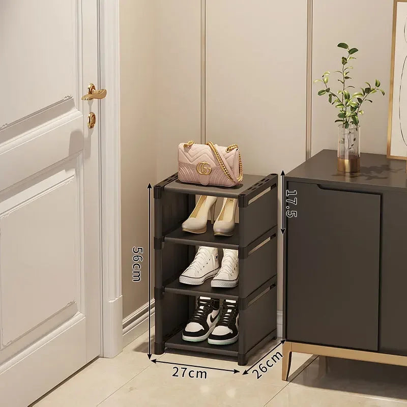 étagère chaussures moderne rangement noir blanc réutilisable simple fixations incluses