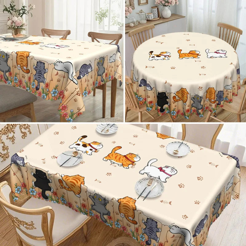 nappe table imperméable chats colorés motifs floraux moderne printemps été hiver automneextérieur usage domestique