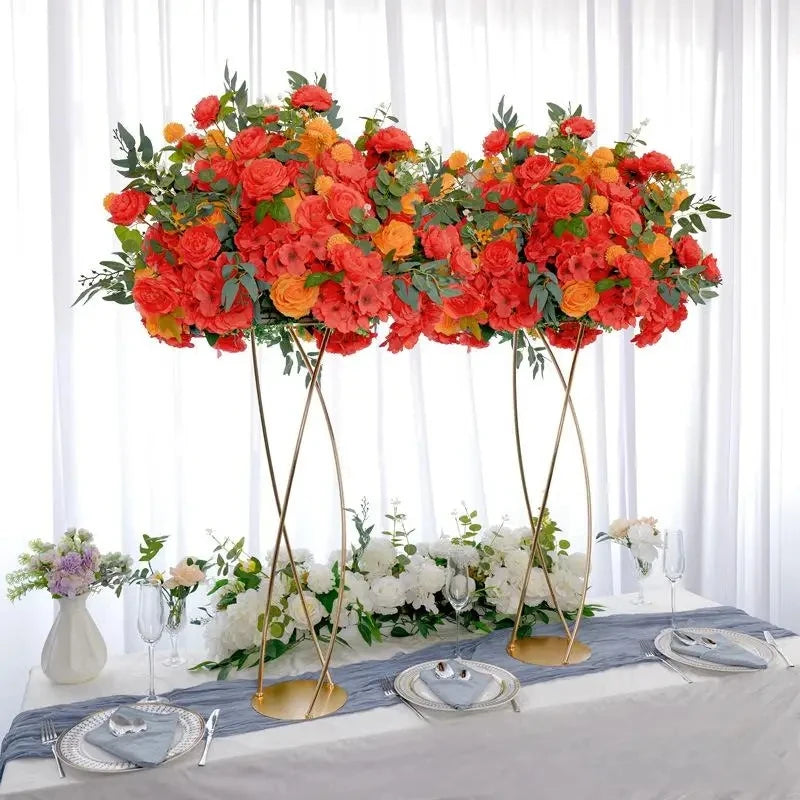 support floral métal or structure géométrique moderne 80cm 60cm decoration table fleurs artificielles