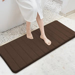 tapis bain marron bleu marine gris moderne antidérapant polyester doux géométrique respectueux environnement salon