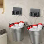 porte balai acier inoxydable adhésif mural moderne gris rangement salle bain étanche