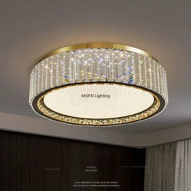 plafonnier moderne doré cristal strass brillant led 4200k 3000k 6000kversible