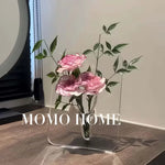 support mural transparent moderne vase intégré exposant fleurs salon maison