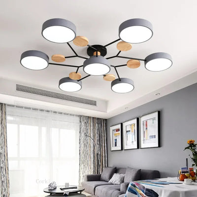 Plafonnier LED bois branches arbre design moderne salon