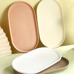 assiettes ovales silicone blanc beige moderne minimaliste empilables multifonctionnelles nhà bếp