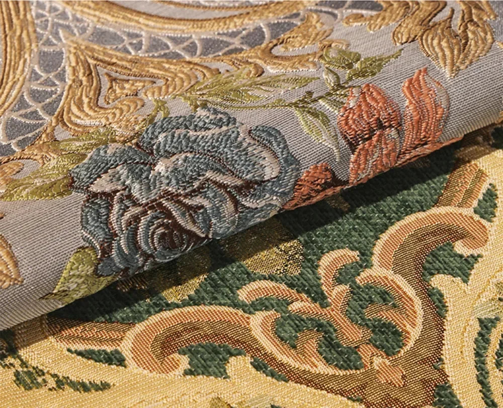 chemin table brodé floral vert beige marron bleu clair classique élégant polyester coton haut