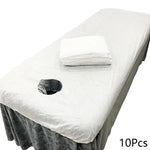 couverture table massage blanche tissu lisse hexagonal hygiène professionnel pliée relaxation salon beauté
