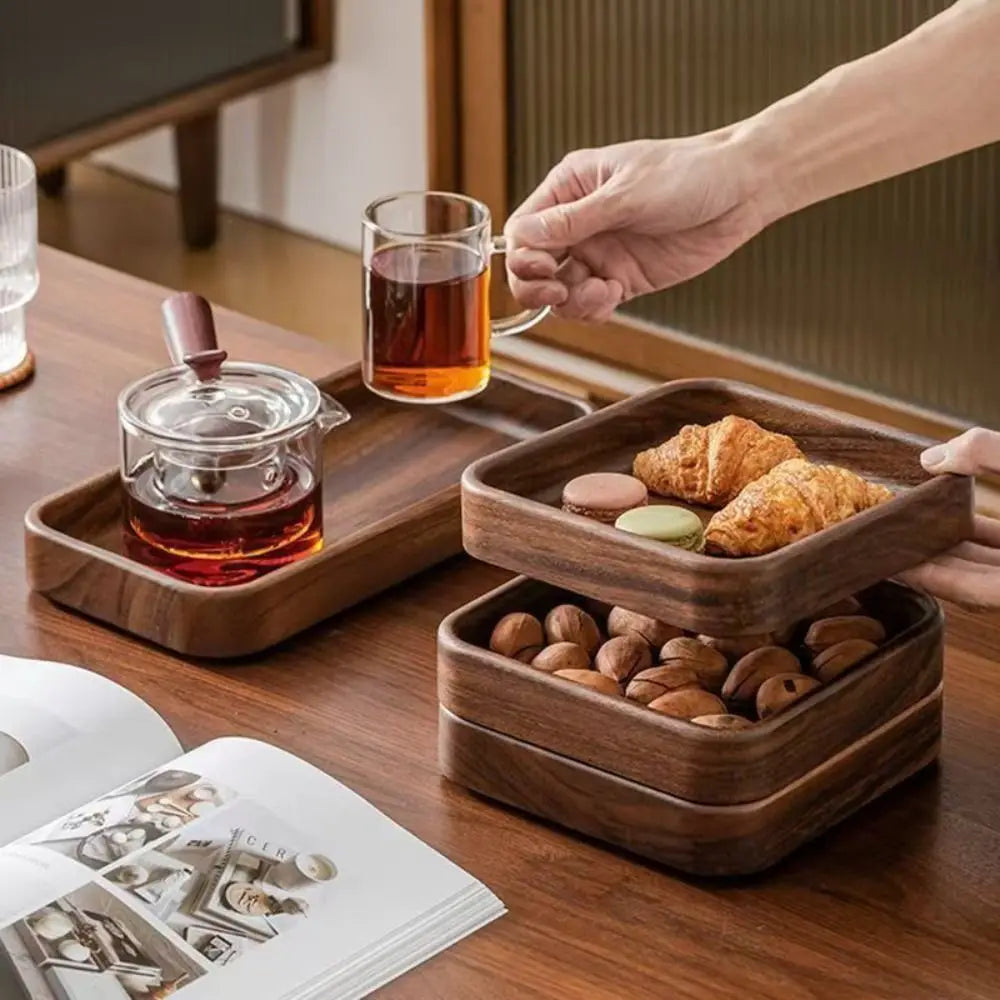 assiettes bois marron clair grain naturel moderne sans jointure multifonctionnel durable servir thé collation