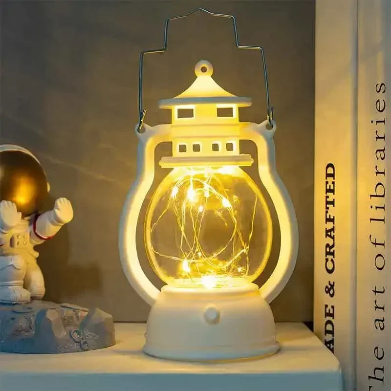 Lanterne décorative vintage blanc doré noir citrouille support bougie annuaire métallique maison festive
