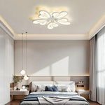 plafonnier moderne blanc gris feuilles stylisées éclairage quotidien chambre salon télécommande led adjustable