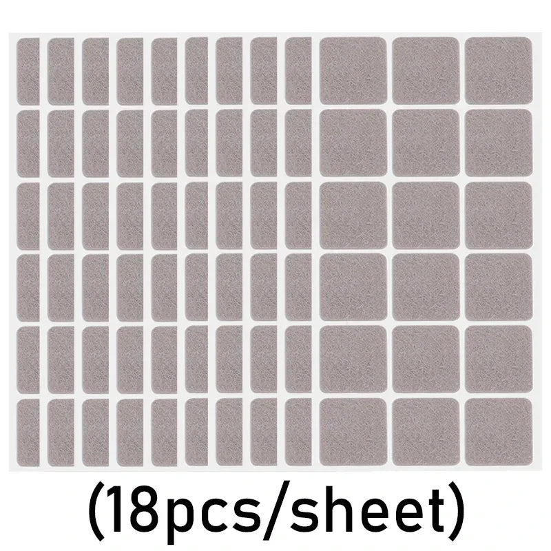 protecteurs meubles feutre adhésifs noir gris clair 30x30mm 28mm ronds carrés pratique utilitaire 18pièces