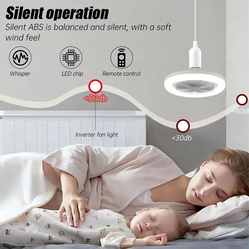 ventilateur led moderne télécommande blanc minimaliste lampe inclusion airflow
