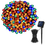 guirlande lumineuse solaire ip65 30mètres blanc chaud moderne interrupteur modes éclairage panneau solaire fixations