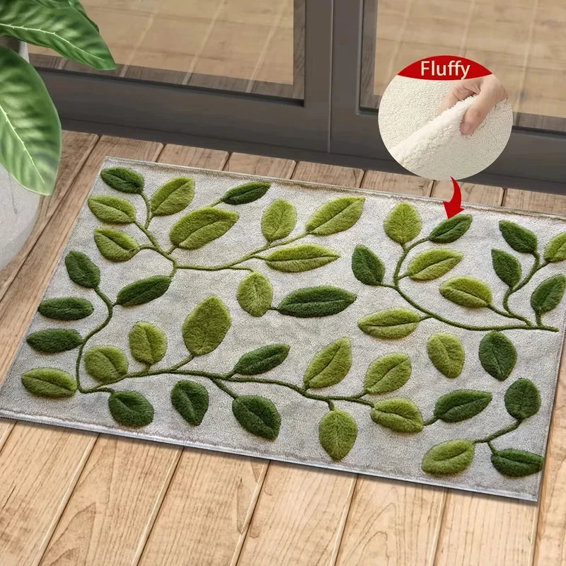 tapis fleuri imperméable polyester non glissant salon entrée moderne naturel