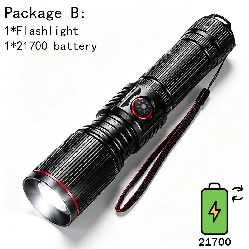 torche rechargeable 30w led noire camping intense réglable vertical moderne