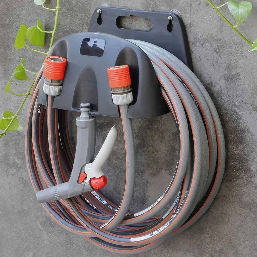 support mural tuyau d'arrosage anti corrosion enrouleur jardin fixations pistolet eau noir orange gris