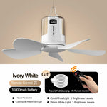ventilateur portable blanc moderne 400mm rgb télécommande lumière ambiance camping