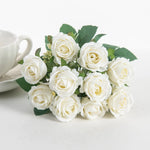 décoration extérieure moderne bouquet roses artificielles soie blanc rouge anniversaire mariage