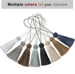 pompons franges decoration maison beige gris blanc bleu marine noir tissu élégant