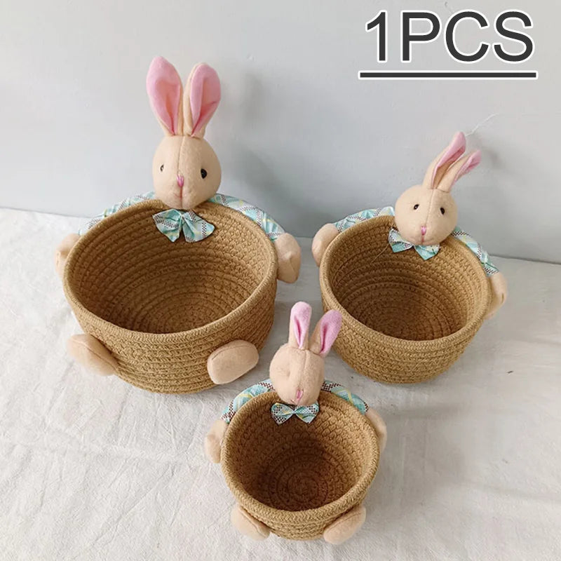 panier rangement tissu coton peluche décorative cosmétiques jouets accessoires